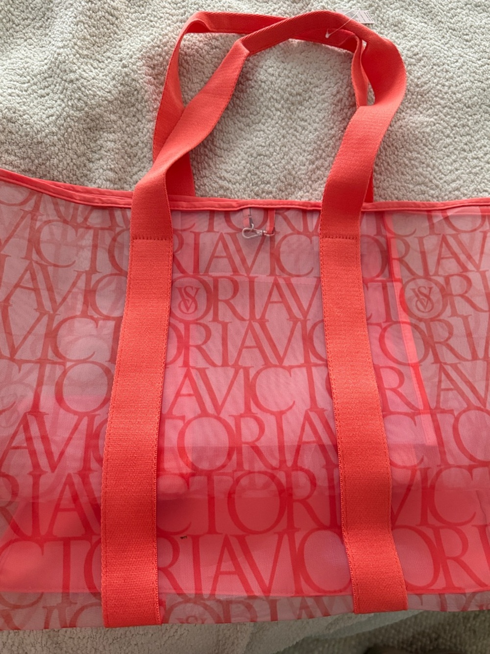 Victoria's Secret Coral Logo-Print Mesh Tote